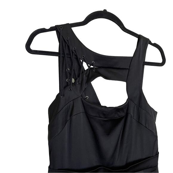 BCBGMaxAzria Shoelace Peplum Dress Black Size 6 - Picture 6 of 9